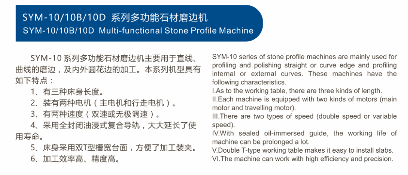 Multi-functional Stone Profile Machine SYM-10