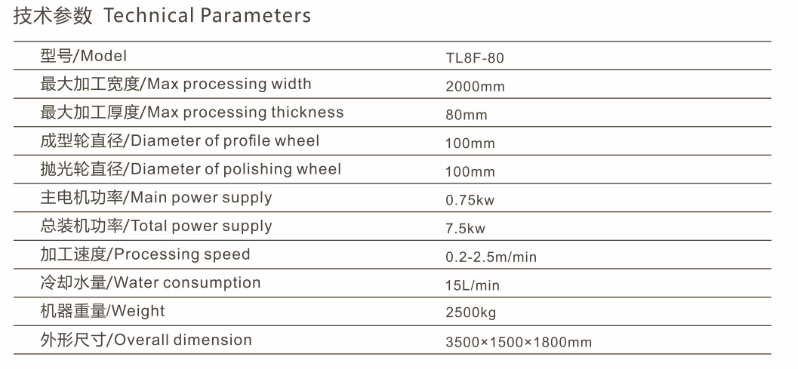 Stone Continuous Chamfering Machine TL8F-80