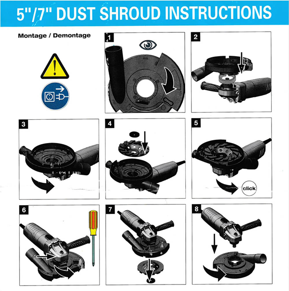 5"/125mm and 7"/180mm Plastic Dust Shroud