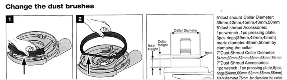 5"/125mm and 7"/180mm Plastic Dust Shroud