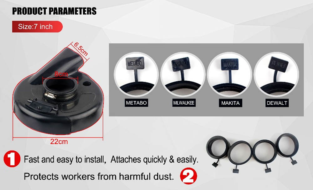 7 Inch/180mm Rubber Dust Shroud